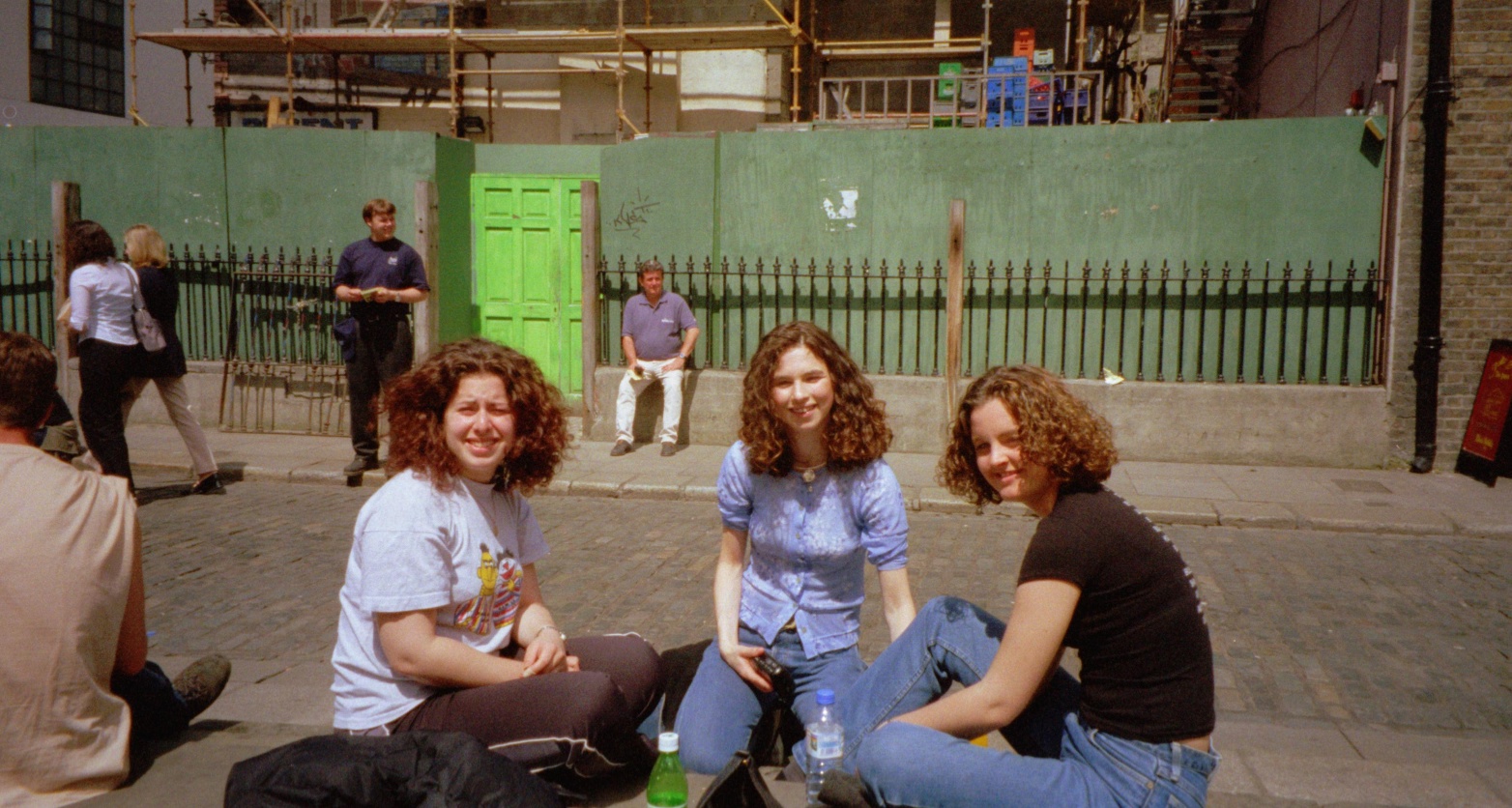 Sara (blinded by the sun), Emma and Becky